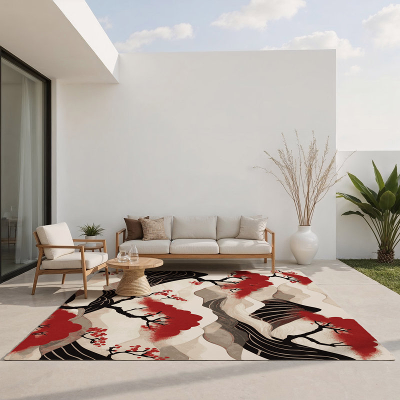Windblown Blossom Indoor And Outdoor Area Rug, Rectangle 1'6" x 2'6"