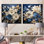 Ensemble de 2 collages de fleurs bleues et blanches saisonniers