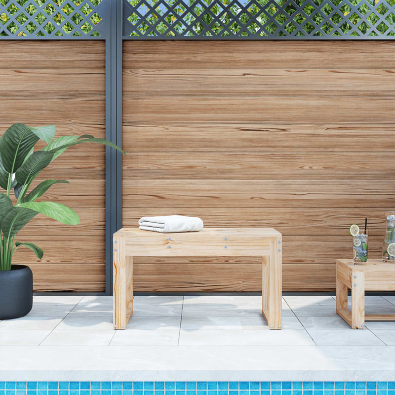 Dimmick Solid Wood Outdoor Bench, 45cm H x 80cm W x 38cm D, Grey
