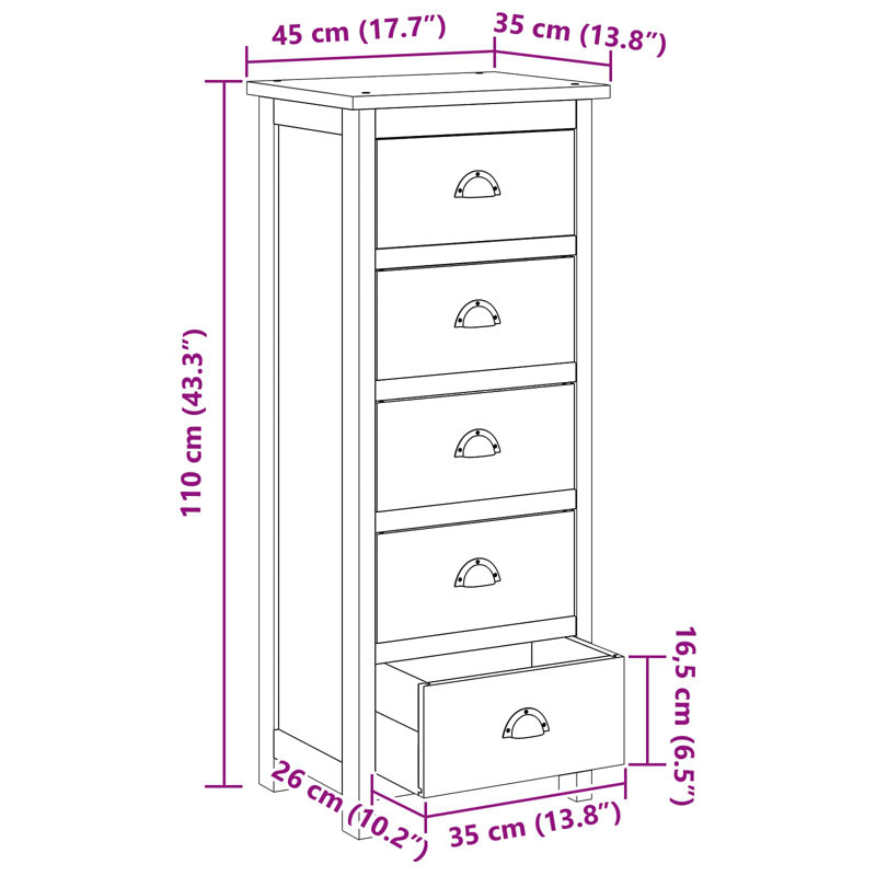 45cm W Chest of Drawers