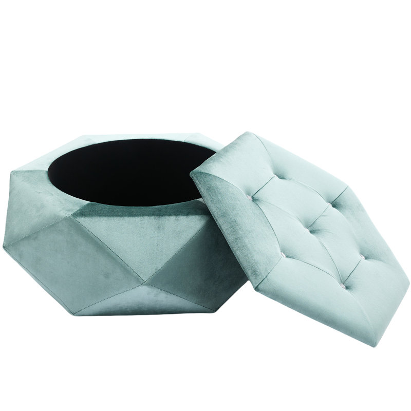Velvet Multi - Functional Polygon Diamond Comfortable Seating And Spacious Storage For Living Room, 34"l X 30.5"w 13.5"h Elegant Footrest