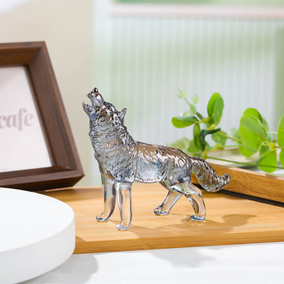 Figurine loup en cristal, sculpture animalière en verre K9, statue de loup faite à la main, figurine de collection moderne pour bureau et maison