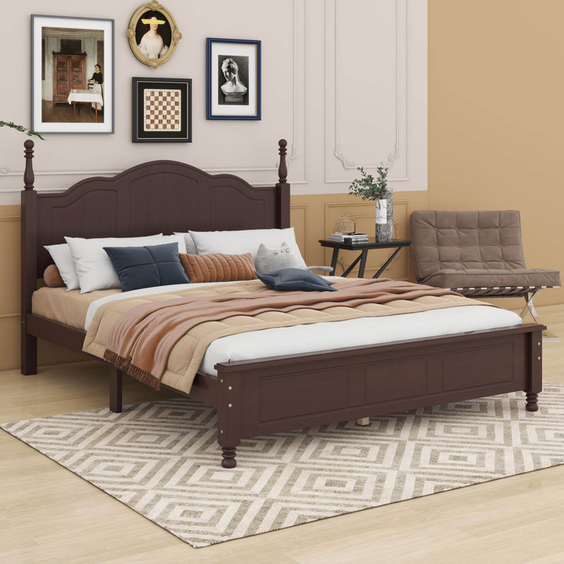 Lit plateforme Carmena, Double, Noyer foncé