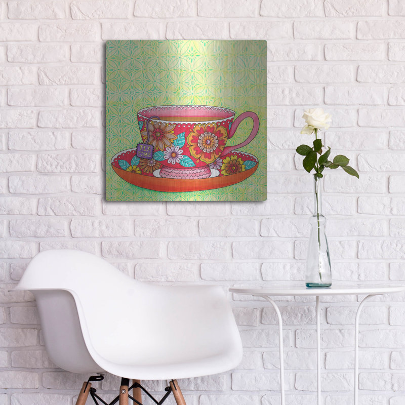Bungalow Rose «Teatime Teacup» par Hello Angel, art mural en métal, H 24 po x l 24 po