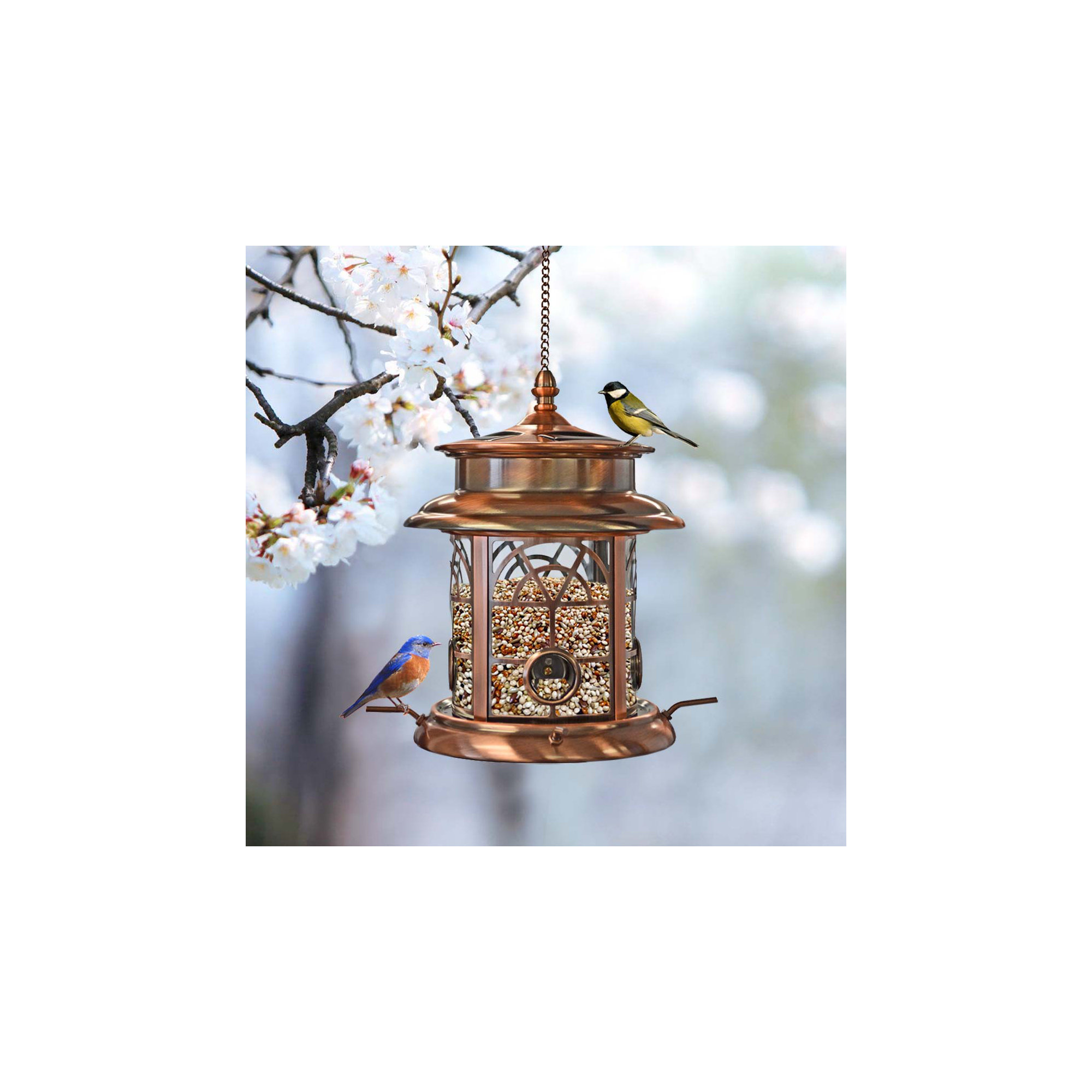 Norcross Solar Tube Bird Feeder, Antique Copper