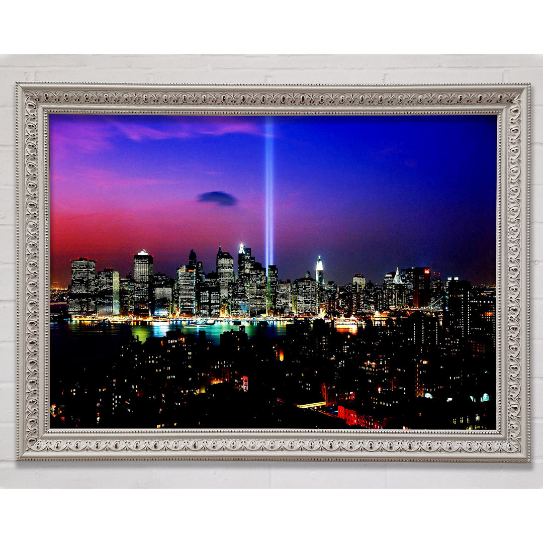 New York City Night Beam - Einzelner Bilderrahmen Kunstdrucke