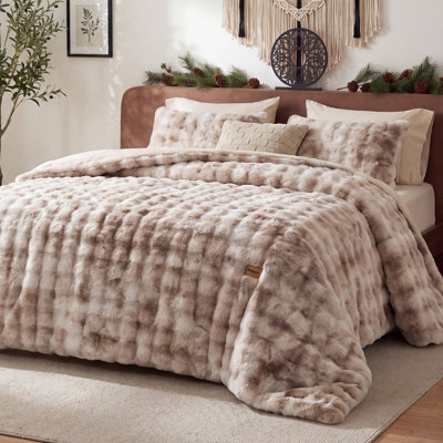 Bedsure Bedding Comforter Set Luxury Faux Fur 3 Pieces