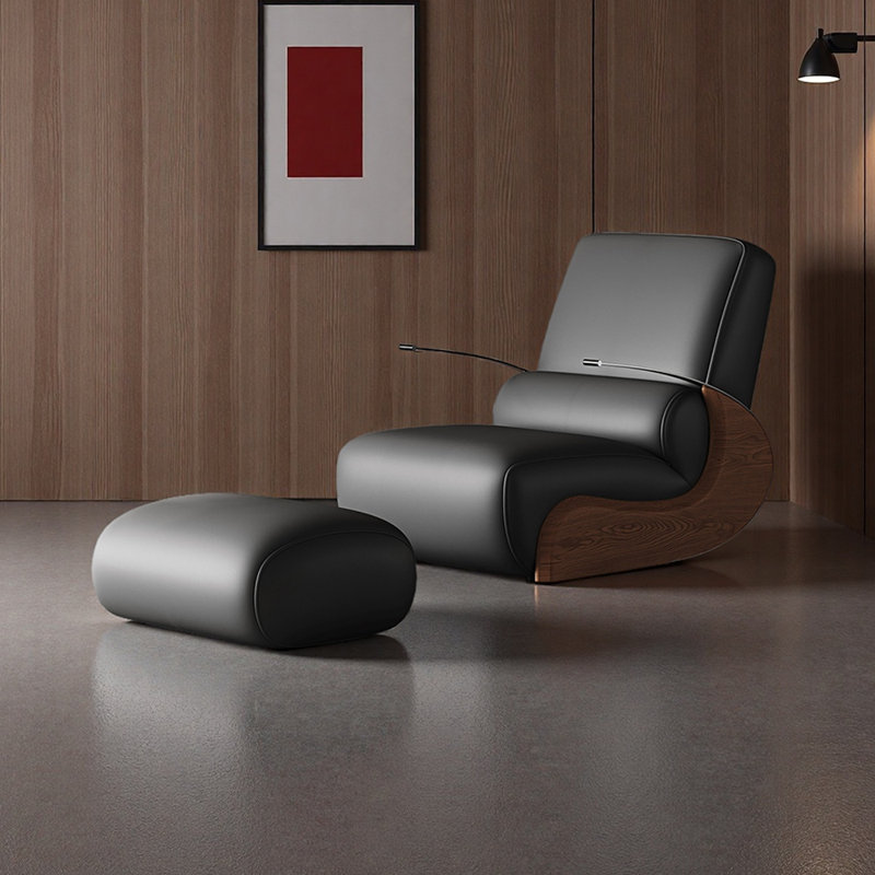 Chaise berçante de salon en similicuir, Gris