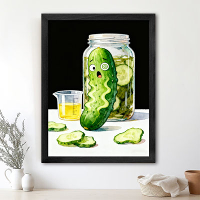Black Framed Vintage Crispy cucumber surrounded by pickled cucumbers Wall Art Retro Style Framed Prints