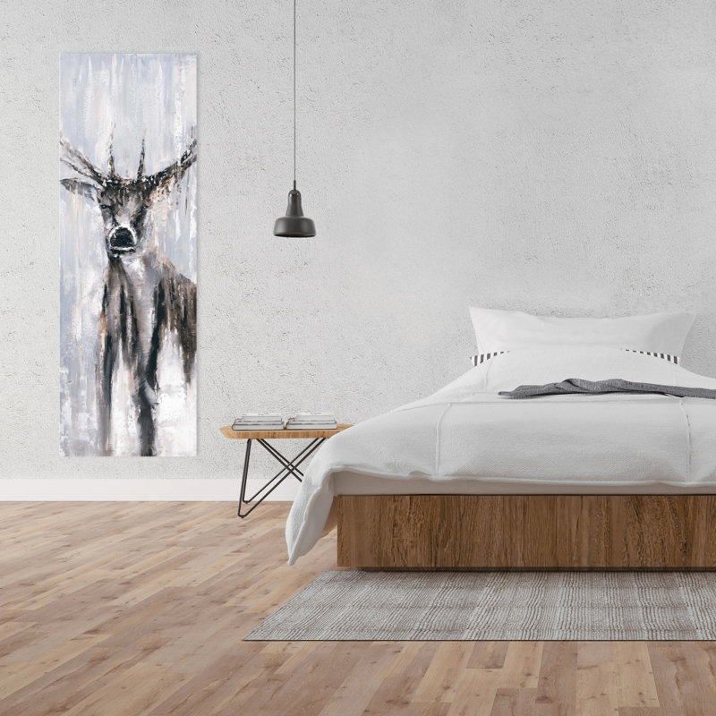 Hiver abstrait, cerf - toile contemporaine pour salle de bain