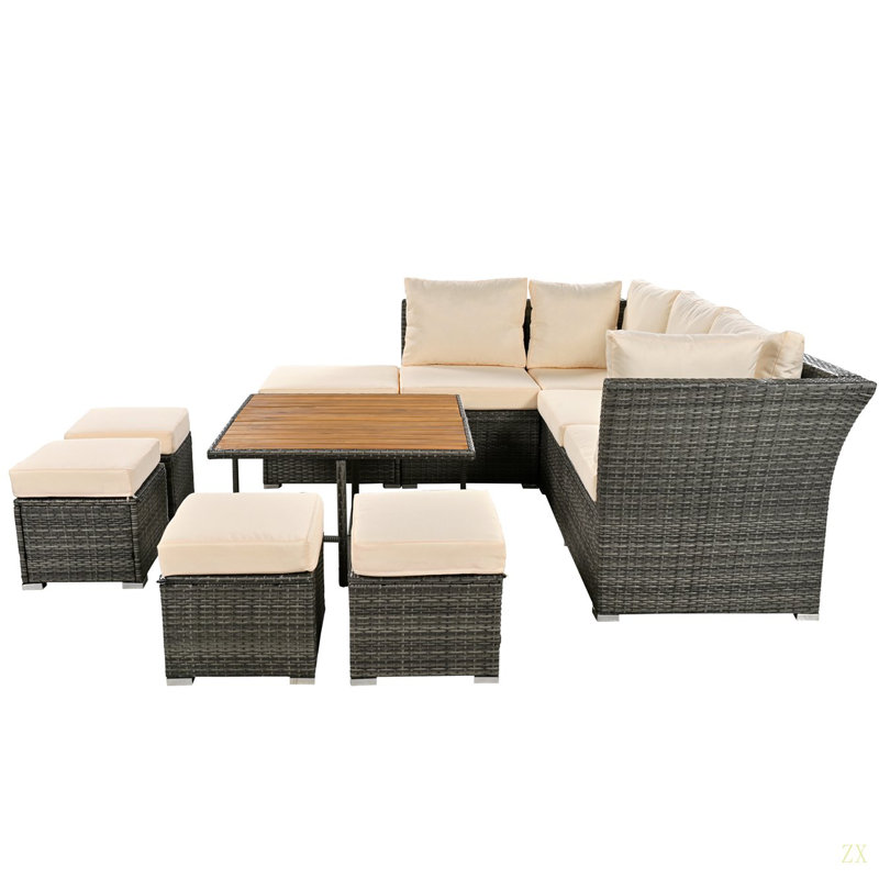 Ensemble de mobilier de patio, ensemble de conversation pour l'extérieur, table basse avec repose-pieds, table basse en bois massif