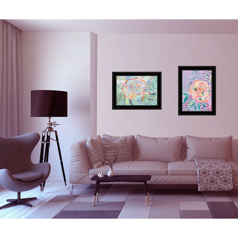 «Cotswold Bloom for Yourself», ensemble de 2 pièces encadrées pour la décoration murale par Kait Roberts, Cadre noir
