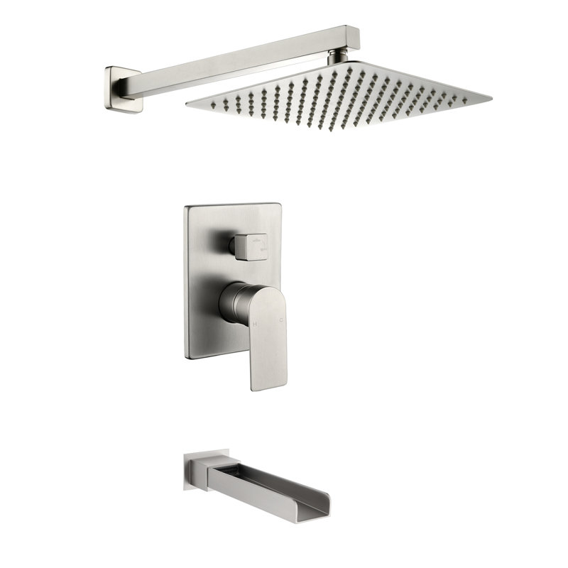 Shower Faucet Set with Tub Spout Bathtub Faucet Kit Shower Tub Faucet Set, Brushed Nickel