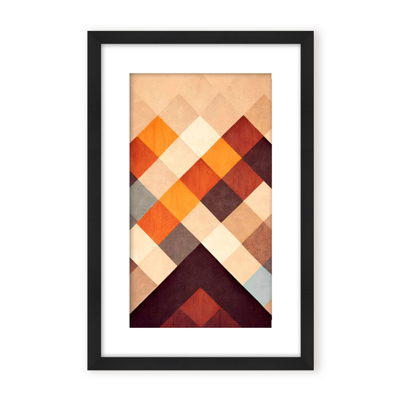 Abstract The Pyramid by  - Picture Frame Graphic Art on Paper, 36" H x 24" W x 1.125" D, Framed Matted Print, Brown
