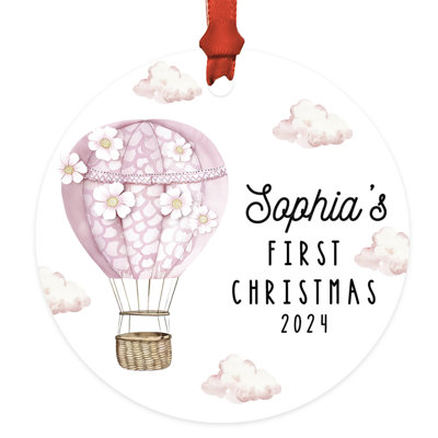 Ornement de Noël sur mesure pour bébé, première décoration de Noël 20x, marguerite rose