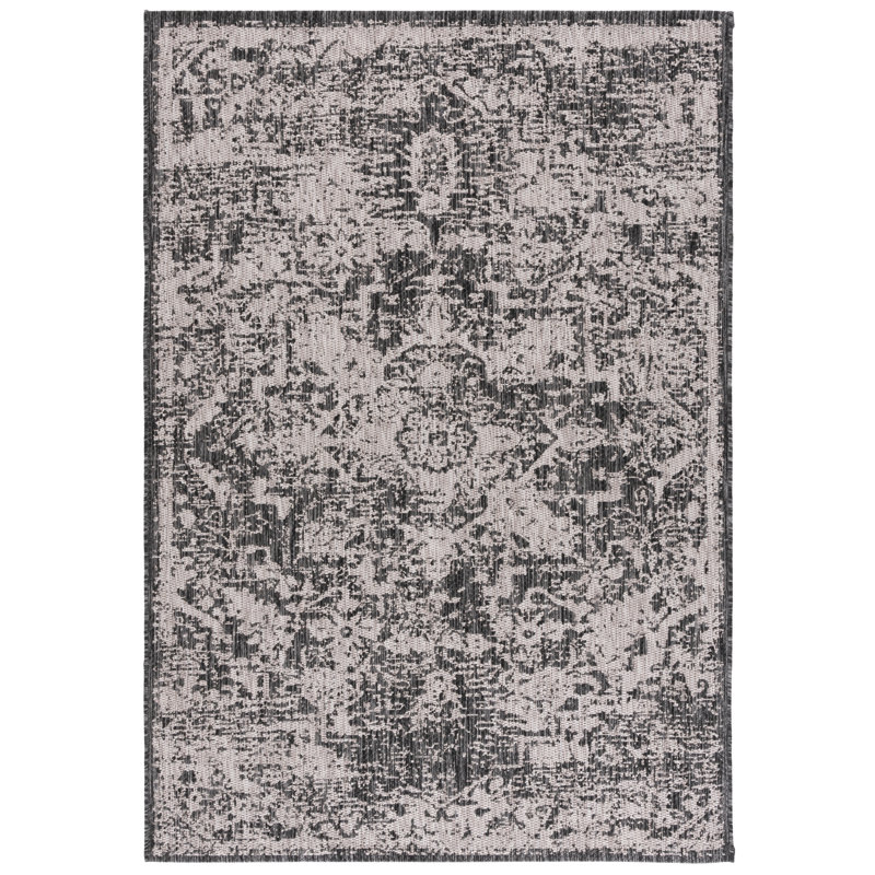 Gray Rectangular Stain-Resistant Indoor/Outdoor Area Rug