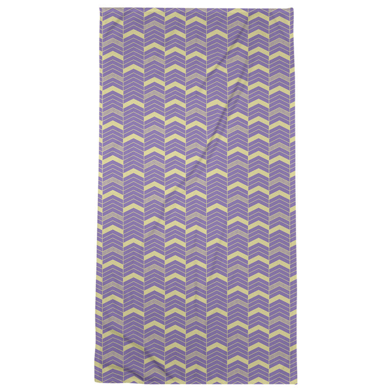 Serviette de plage lineed chevrons Stephenie, Mauve / jaune / gris
