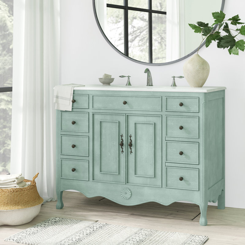 Ensemble de meuble-lavabo simple 47 po Rumfelt, Bleu clair vieilli