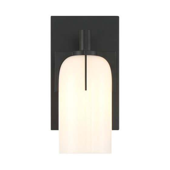 Navana Single Frosted Dimmable Bath Sconce, Black