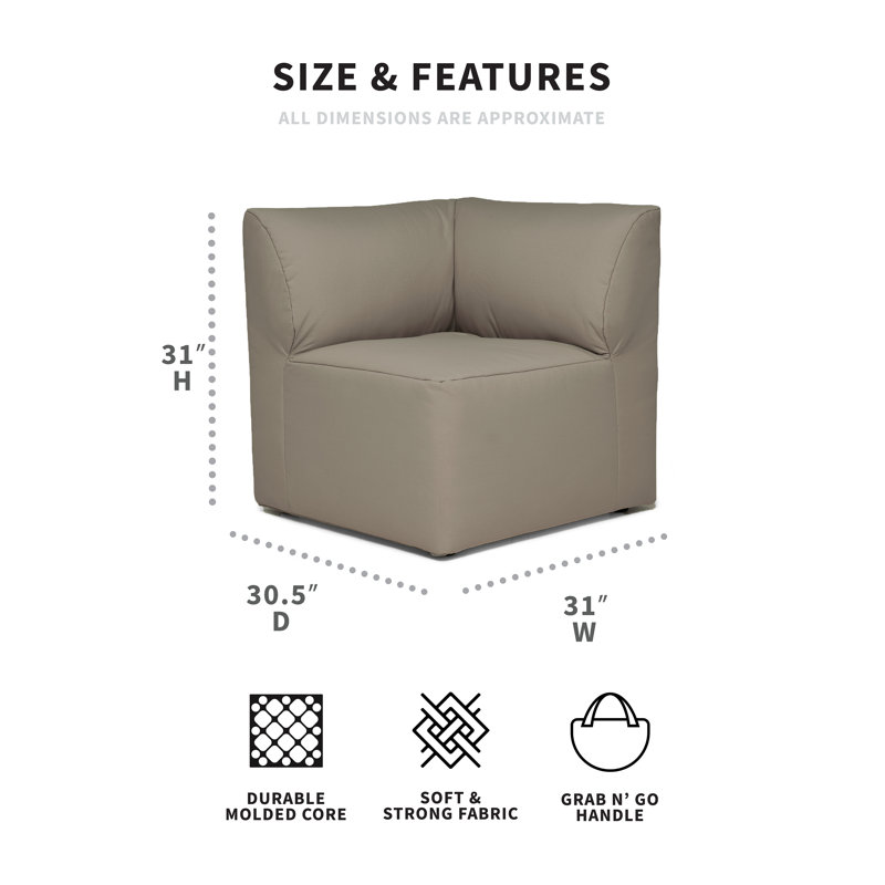 Gray and White Molded Core Patio Corner Chair