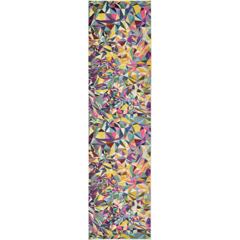 Tapis multicolore à motif géométrique Jesusa, Tapis de couloir 2 pi 2 po x 6 pi 9 po