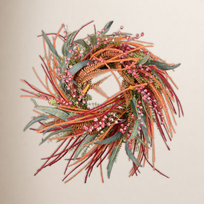 24" Handcrafted Grass, Berry No Holiday Wreath