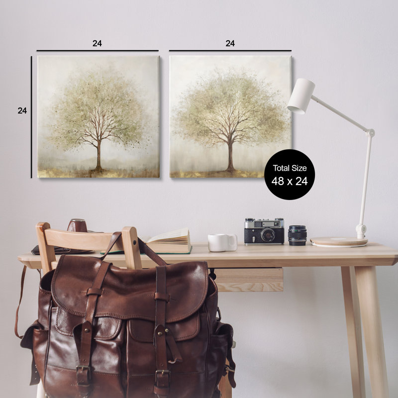 Ensemble d'art mural sur toile Lone Trees in Nature, par Irena Orlov, H 24 po x l 24 po