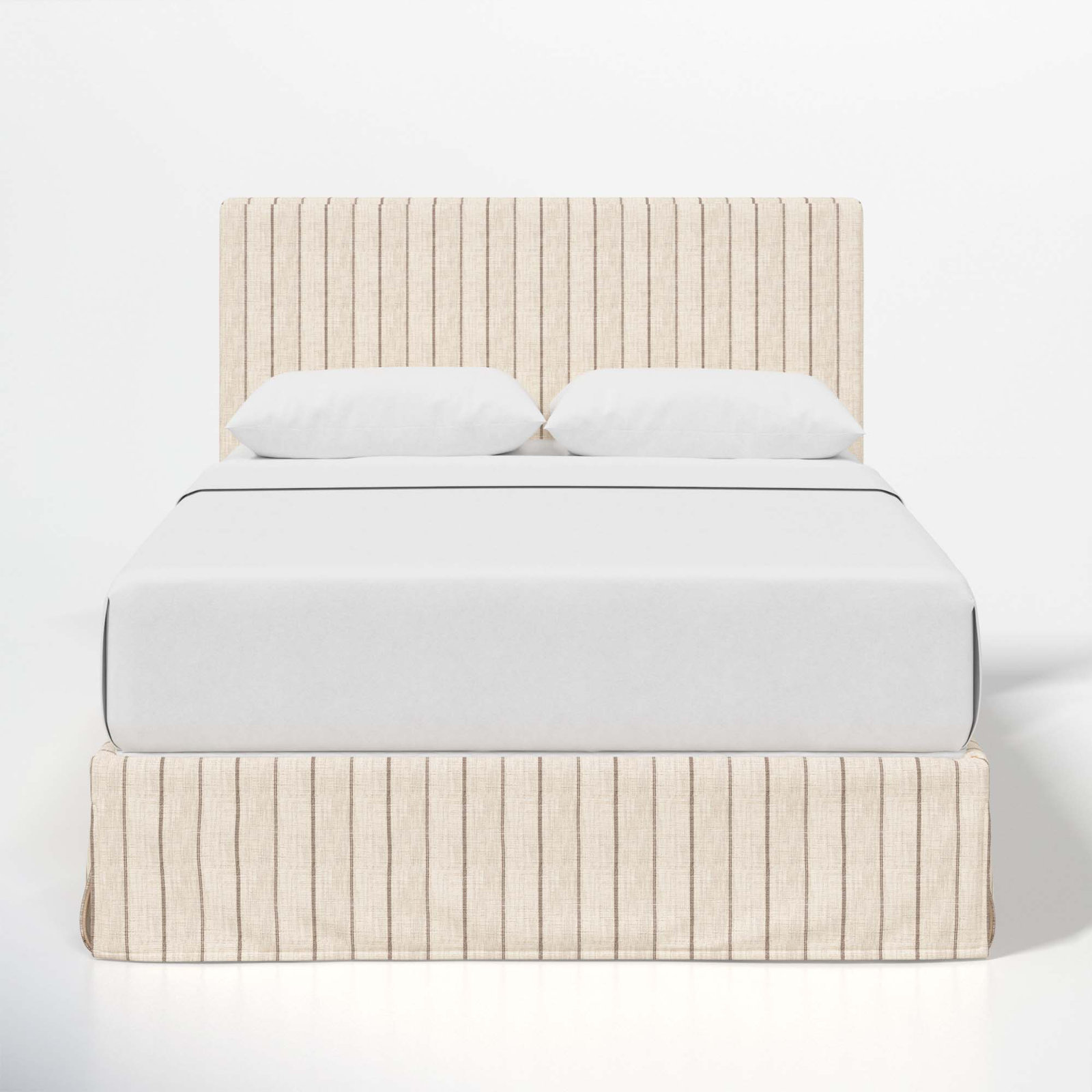 Verona Upholstered Slipcover Bed, King, Fritz Charcoal Stripe