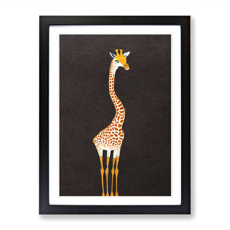FRM-V0523-1077X Giraffe Stippling - Single Picture Frame Print, Black Framed, 64cm H x 46cm W x 2cm D