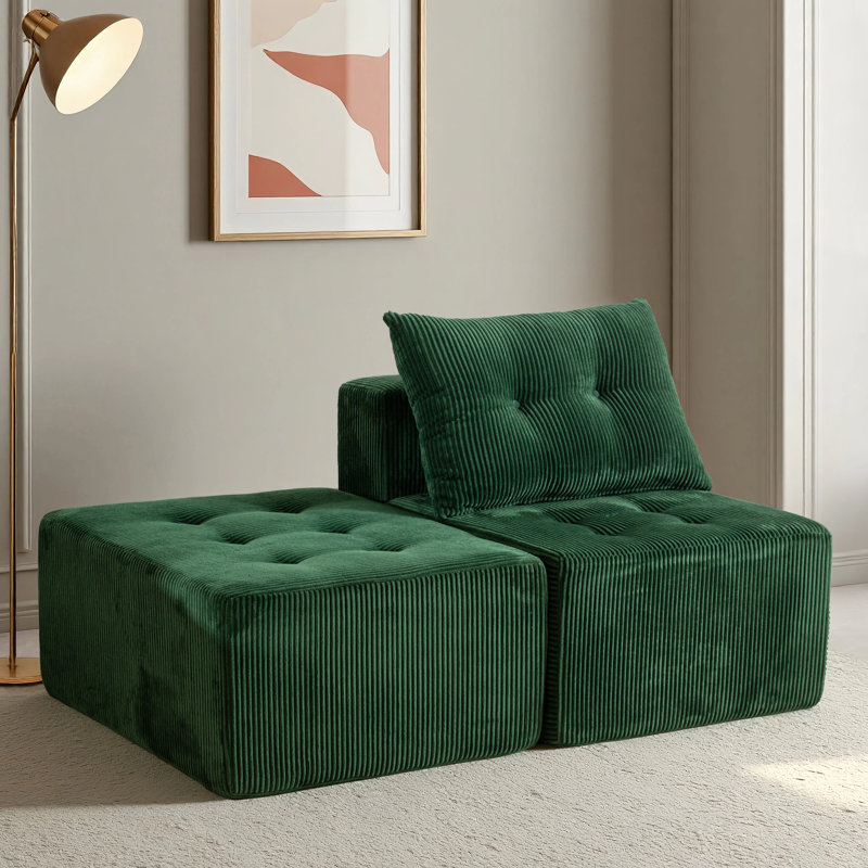 Méridienne modulaire Corduroy, Vert