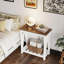 Table de bout Farmhouse, table d'appoint étroite, table de bout avec tablette de rangement pour petits espaces, salon et chambre à coucher, blanc