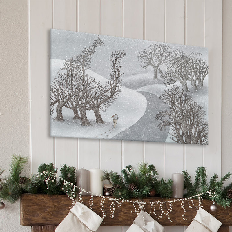 « figures from the night gardner : winter park », impression sur toile tendue, H 18 po x l 26 po x P 1,5 po, Pas de tapis
