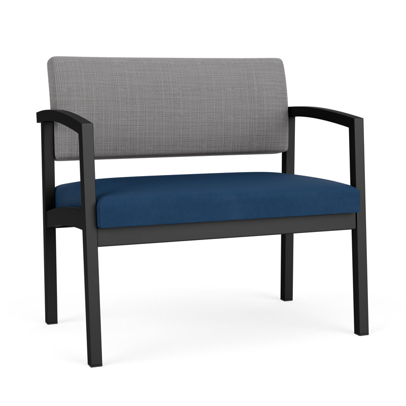 Chaise en acier Lenox, Noir, Chambray Grey/Patriot Plus Blue Ridge