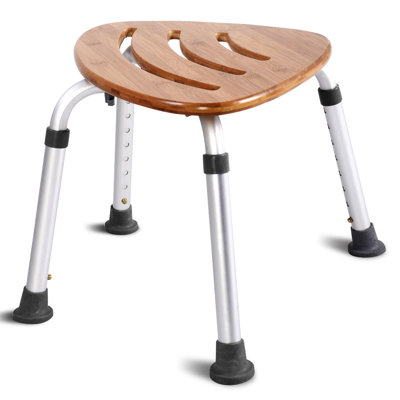 Adjustable Height Fan-shaped Bamboo Shower Chair