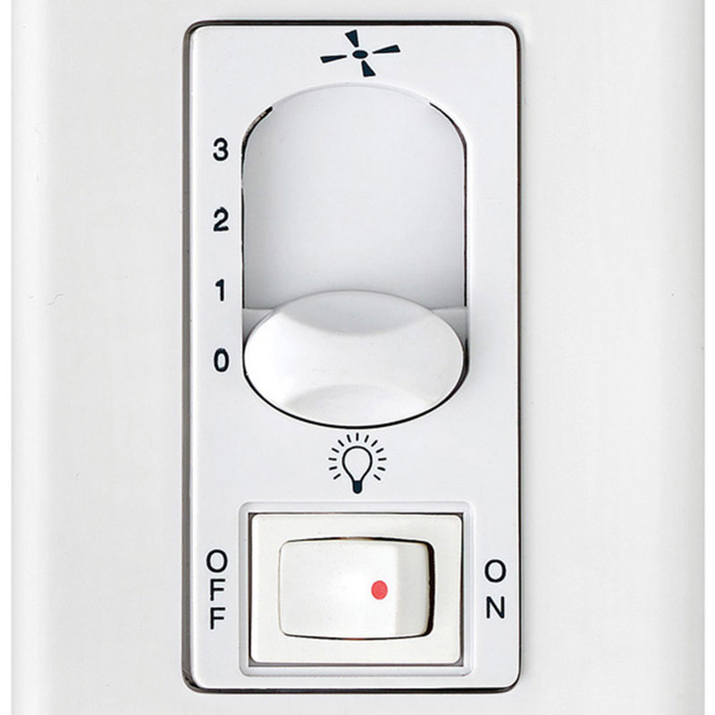 3 Speed Slide Fan Wall Control in White w/ On/Off Switch