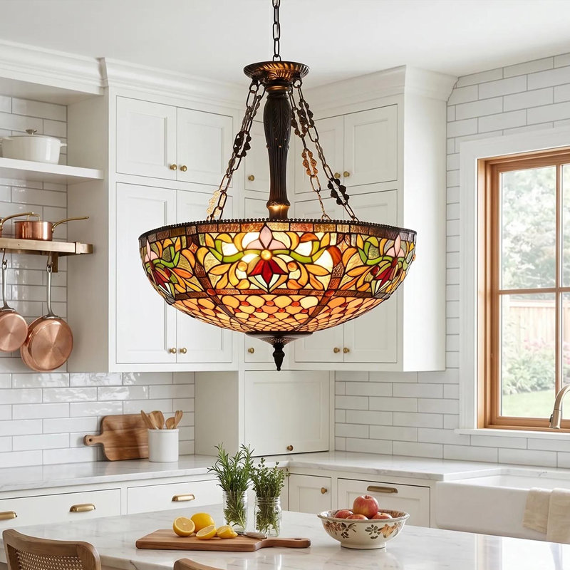 5 -Light Dimmable Tiffany Style Pendant Light Fixture 