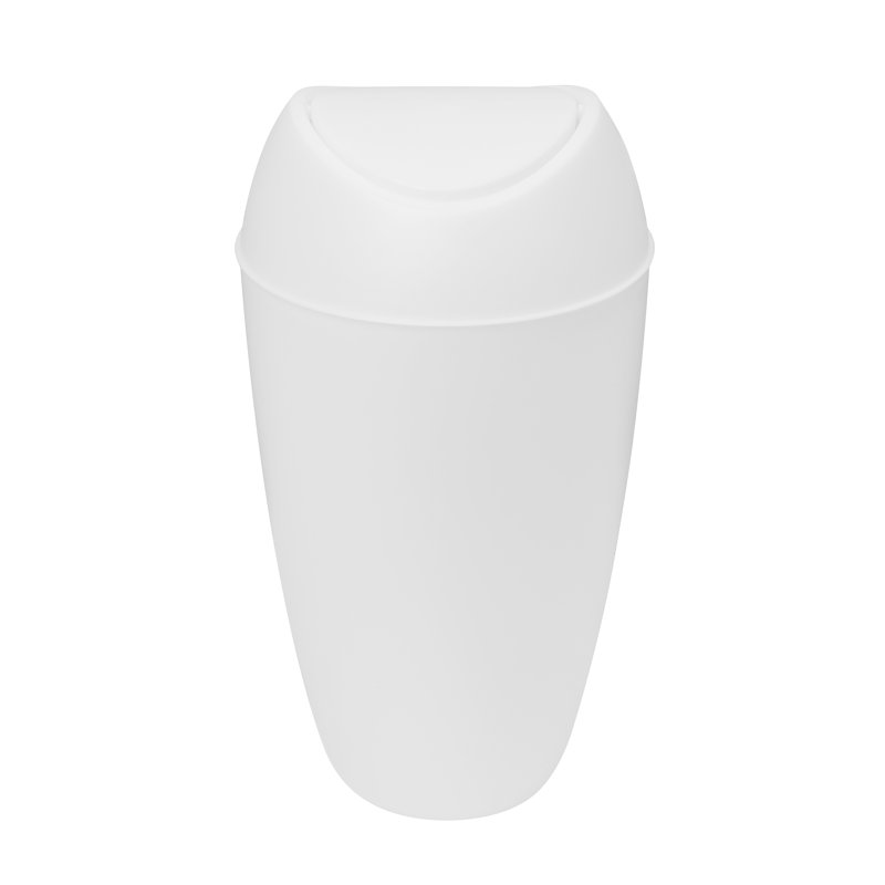 Plastic Swing Top Waste Basket - 2.2 Gallons, Metallic White