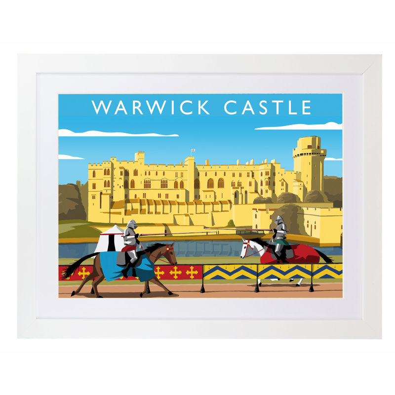 'Warwick Castle' by Richard O'Neil - Print, White Wood Frame, 44 cm H x 54 cm W x 2.2 cm D