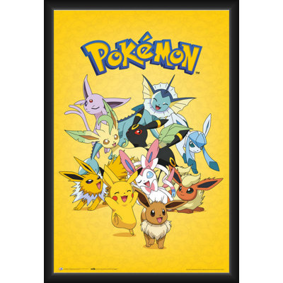  Officially Licensed Pokemon - Evee Evolution - Framed Art Poster - 24 x 36 Inch - Sturdy Engineered Wood Frame with Plexi Glass - Ready to Hang