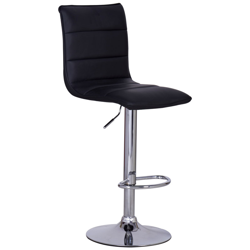 Dequez Upholstered Counter Stool with Metal Frame, Silver, Black