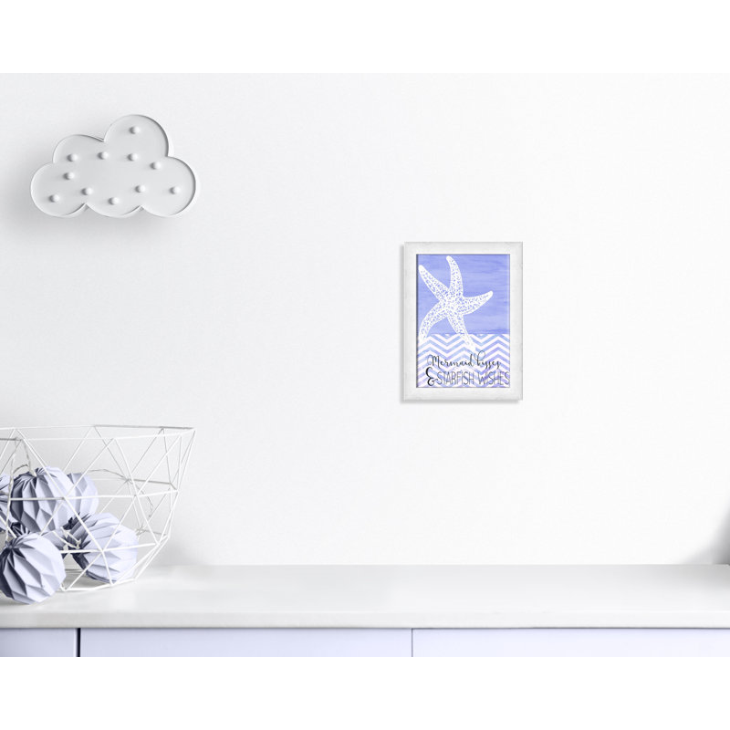 Adhésif décoratif «Mermaid Kisses», H 14 po x l 10 po x P 0,6 po, Encadré plat à grain de bois blanc