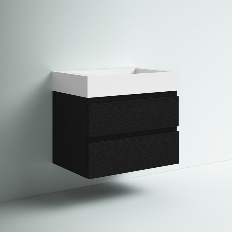 Babajide 29.5'' Single Bathroom Vanity with Acrylic Top, Rich Black Oak