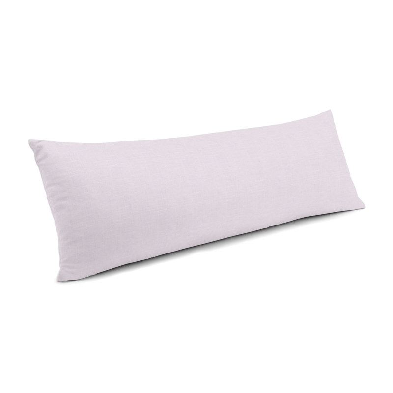 Pale Blue Linen Large Lumbar Pillow, 14" x 36", Light Purple, Down Blend