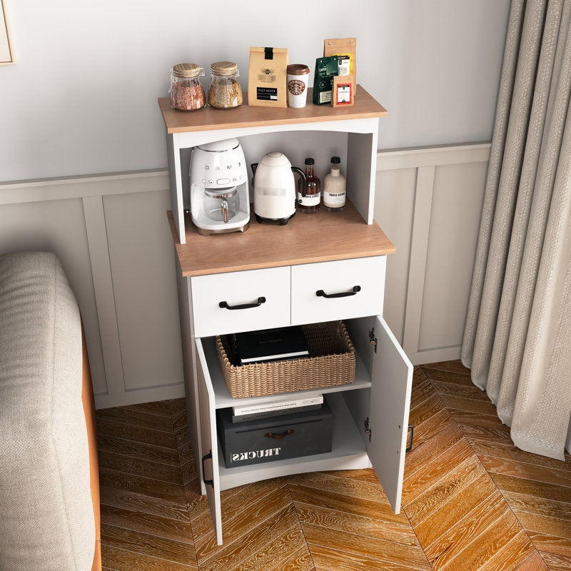 Armoire de rangement blanche pour micro-ondes: garde-manger avec tablette réglable et armoire de cuisine au design attrayant: surface lisse