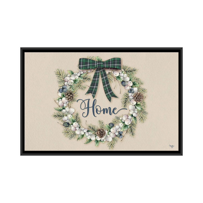 Winterberry Home Wreath - reproduction d'art murale - toile encadrée, H 18 po x l 26 po, Noir