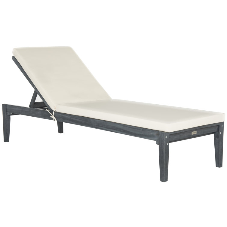 Centerview 74.4" Long Reclining Acacia Single Chaise with Cushions