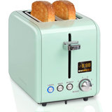 Toaster 2 Slice, Stainless Steel Bread Toaster LCD Display, 7 Bread Shade Settings, 1.4'' Wide Slots