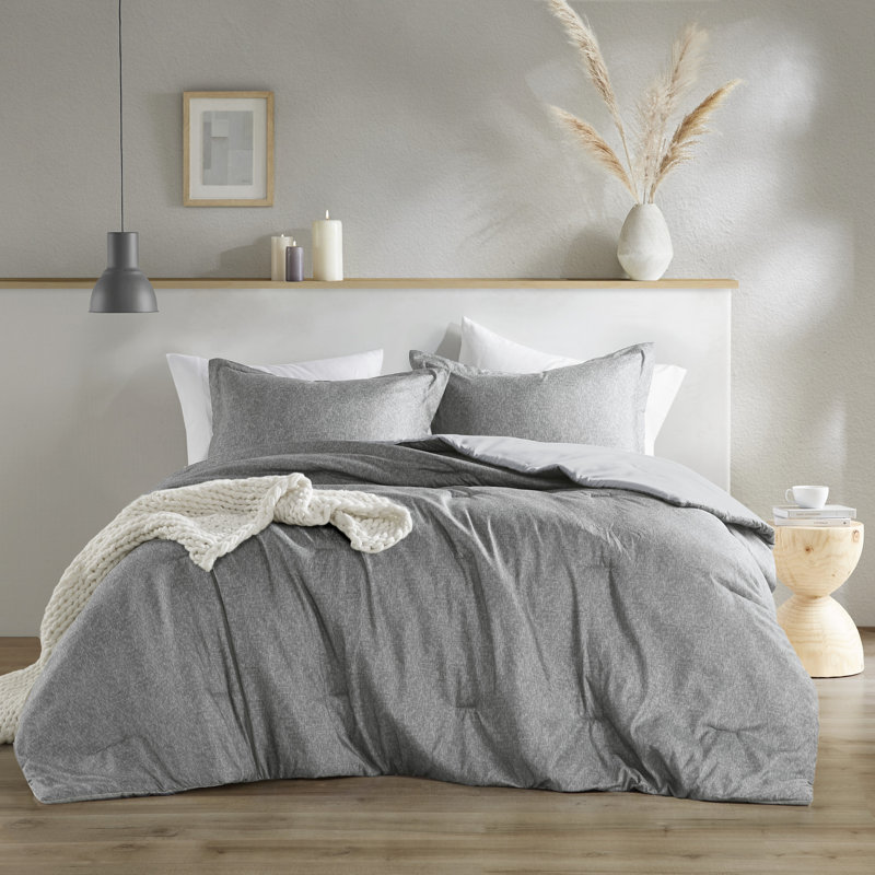 Camden Chambray Cozy Comforter Set, Twin/Twin XL Comforter + 1 Standard Sham, Gray