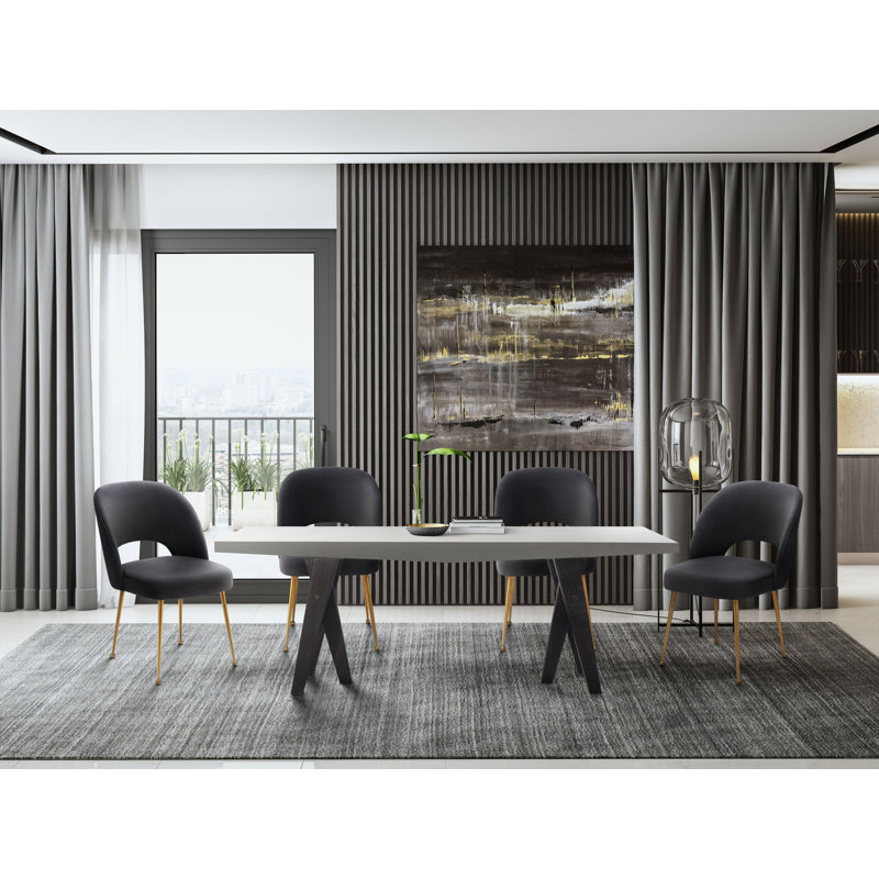 Rizo Cognac Velvet Chair, Dark Gray Velvet