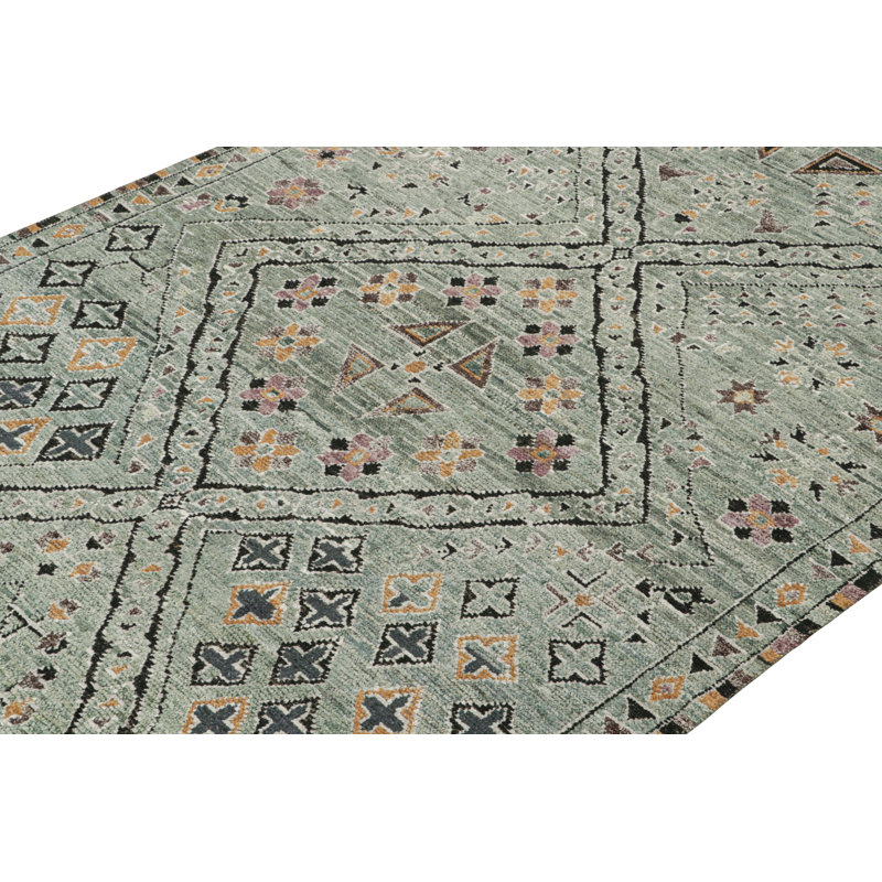 Moroccan Hand Knotted Geometric Area Rug, Runner 3' x 14'